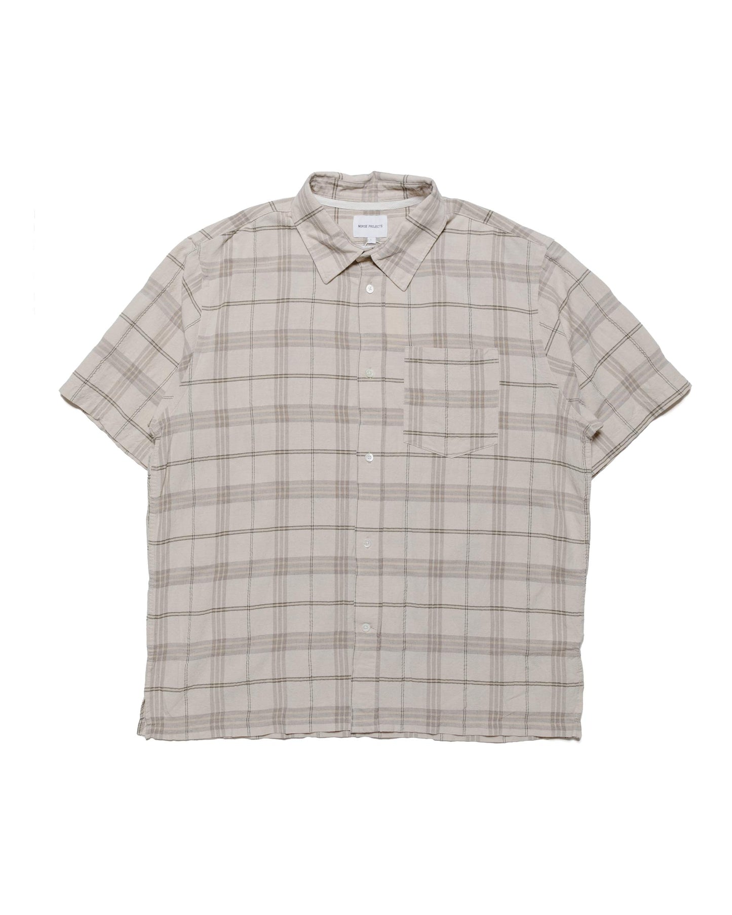 Norse Projects Ivan Relaxed Textured Check SS Shirt Oatmeal