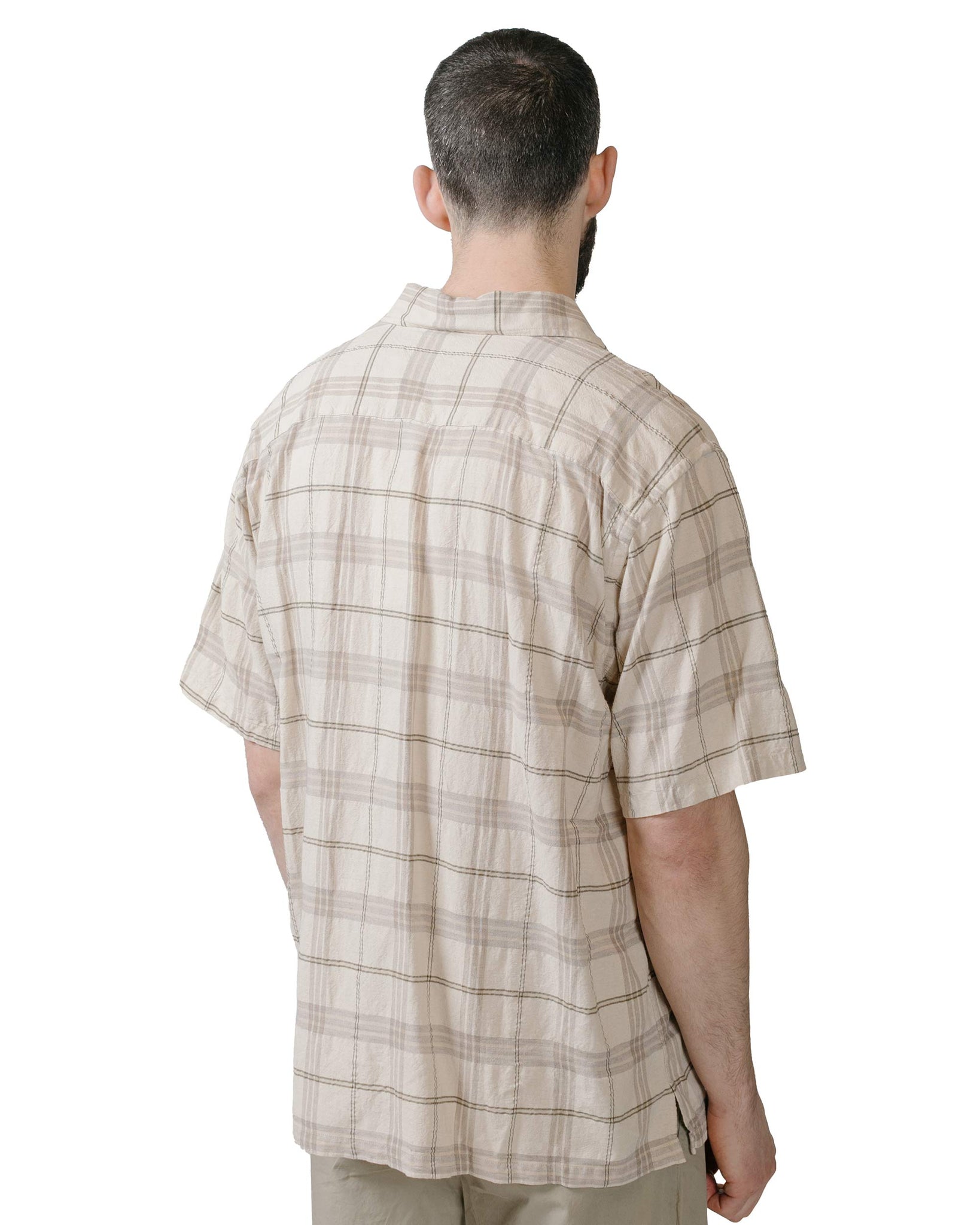 Norse Projects Ivan Relaxed Textured Check SS Shirt Oatmeal model back