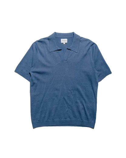 Norse Projects Leif Cotton Linen Polo Calcite Blue