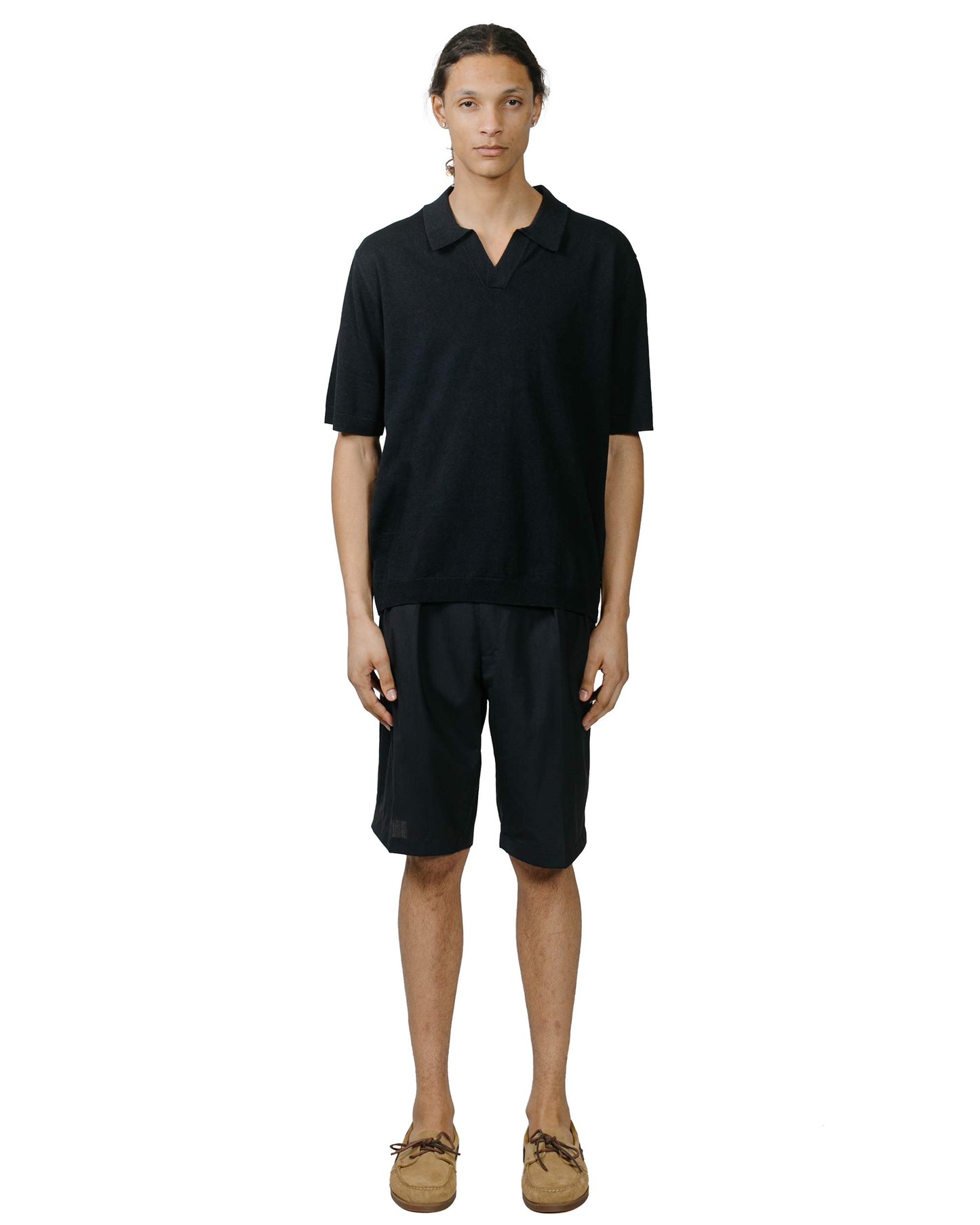 Norse Projects Leif Cotton Linen Polo Dark Navy model full