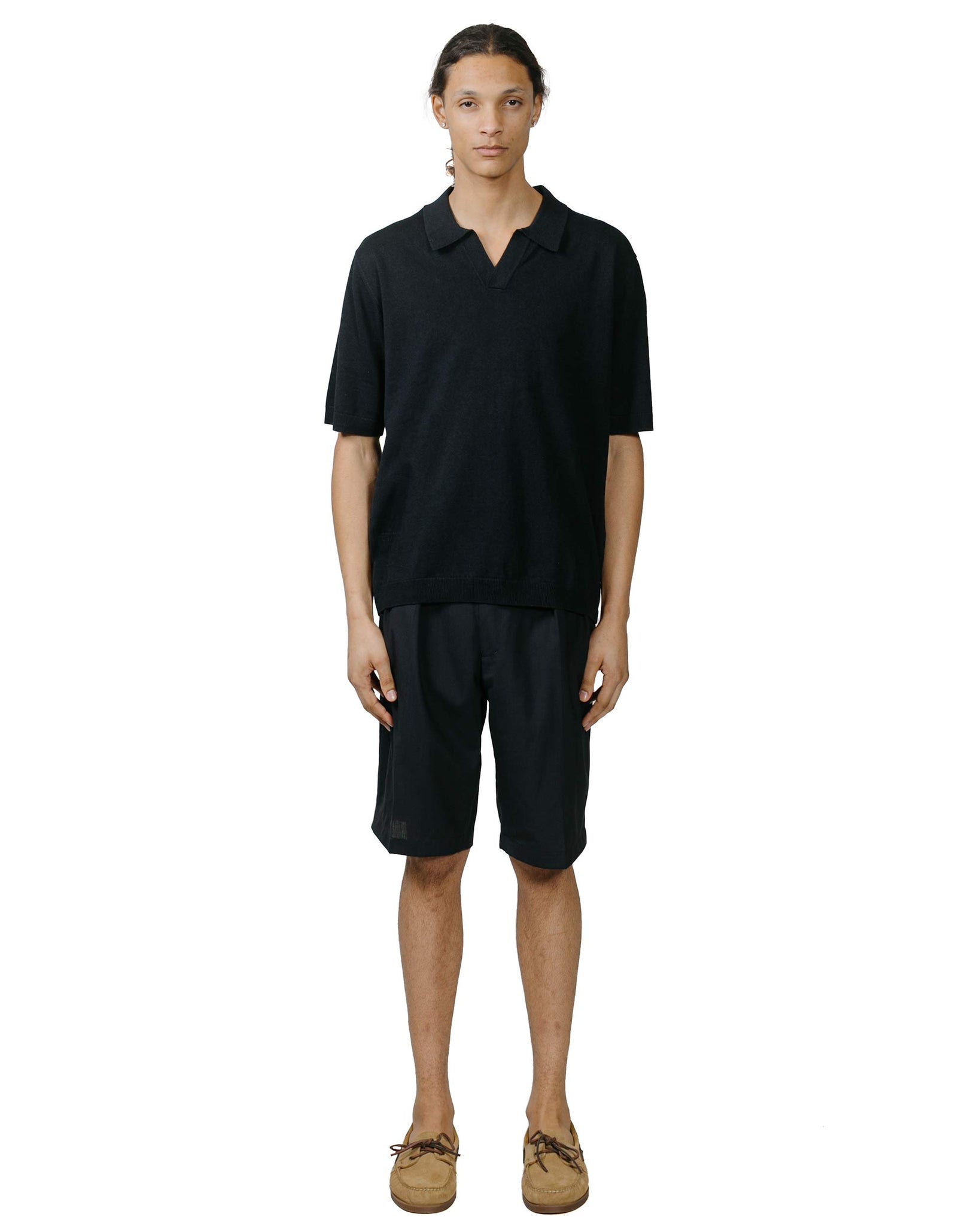Norse Projects Leif Cotton Linen Polo Dark Navy model full