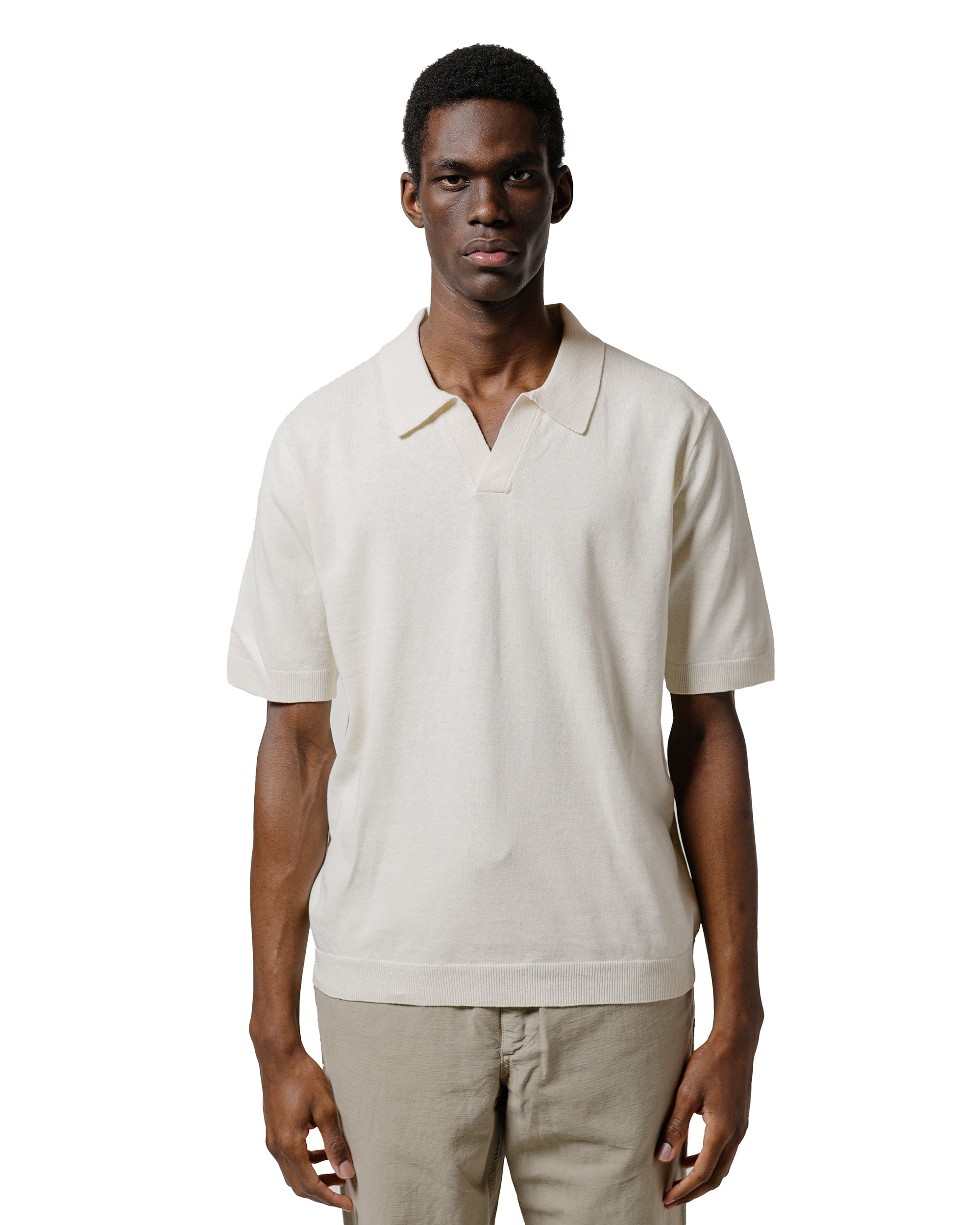 Norse Projects Leif Cotton Linen Polo Kit White