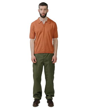 Norse Projects Leif Cotton Linen Polo Red Clay model full