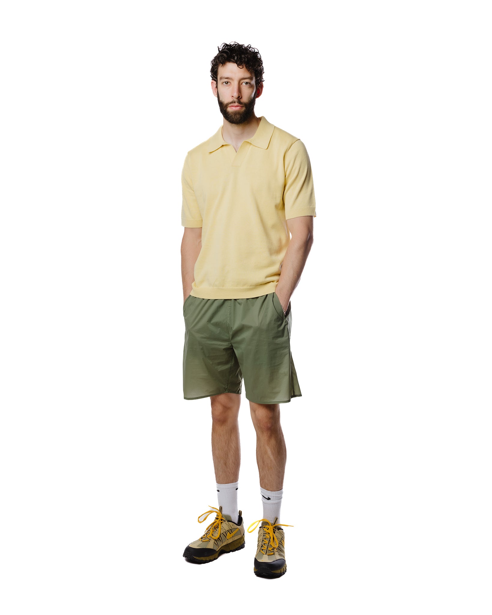 Norse Projects Leif Cotton Linen Polo Sunwashed Yellow Front