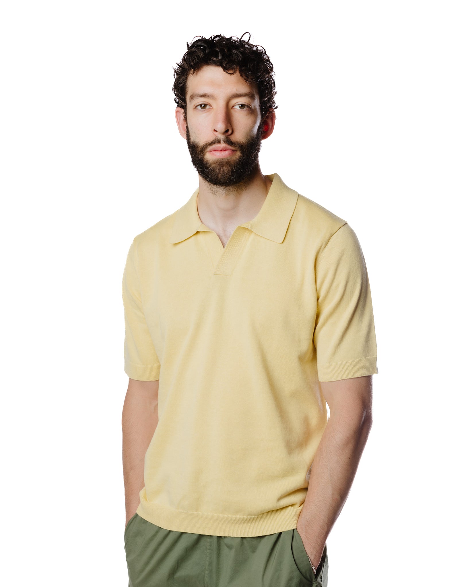 Norse Projects Leif Cotton Linen Polo Sunwashed Yellow Close