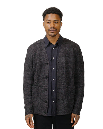 Norse Projects Loki Wool Cotton Rib Cardigan Dark Grey Melange model front