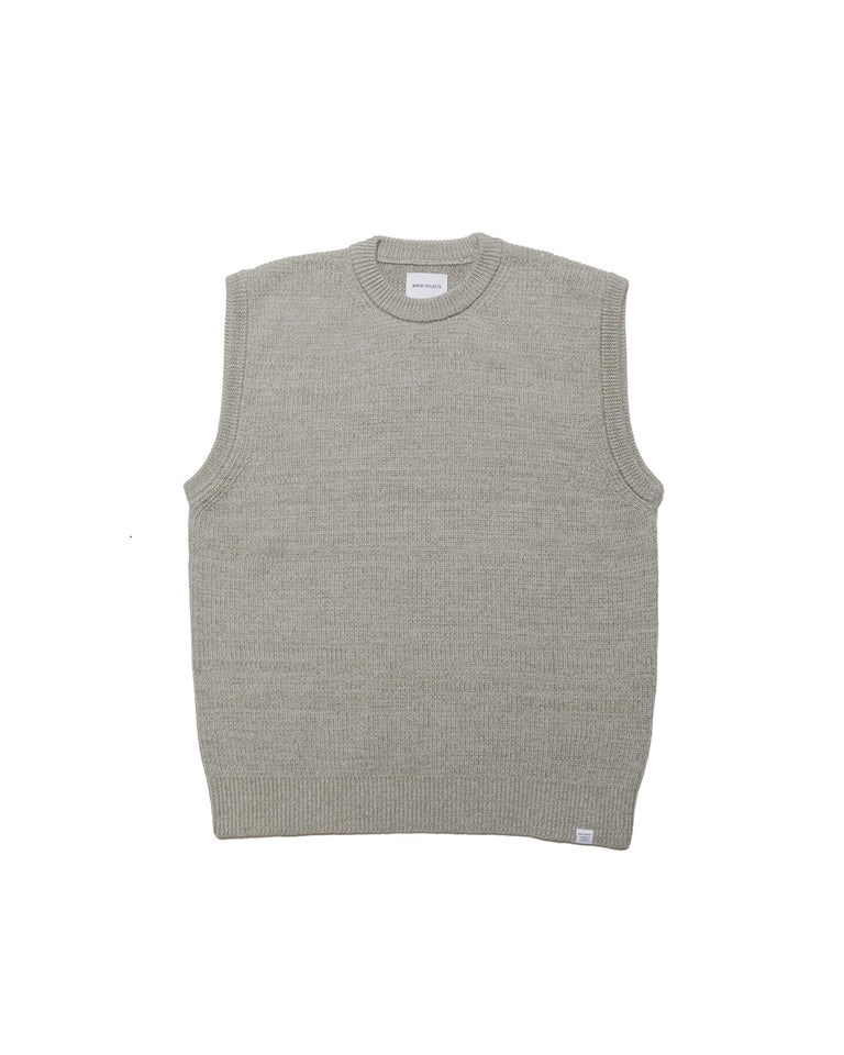 Norse Projects Manfred Wool Cotton Rib Vest Sediment Green