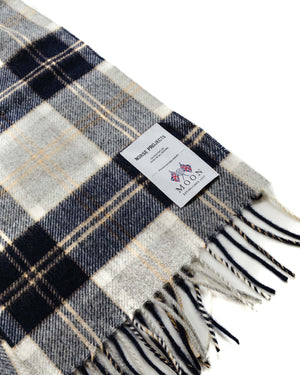 Norse Projects Moon Checked Lambswool Scarf Navy Fabric