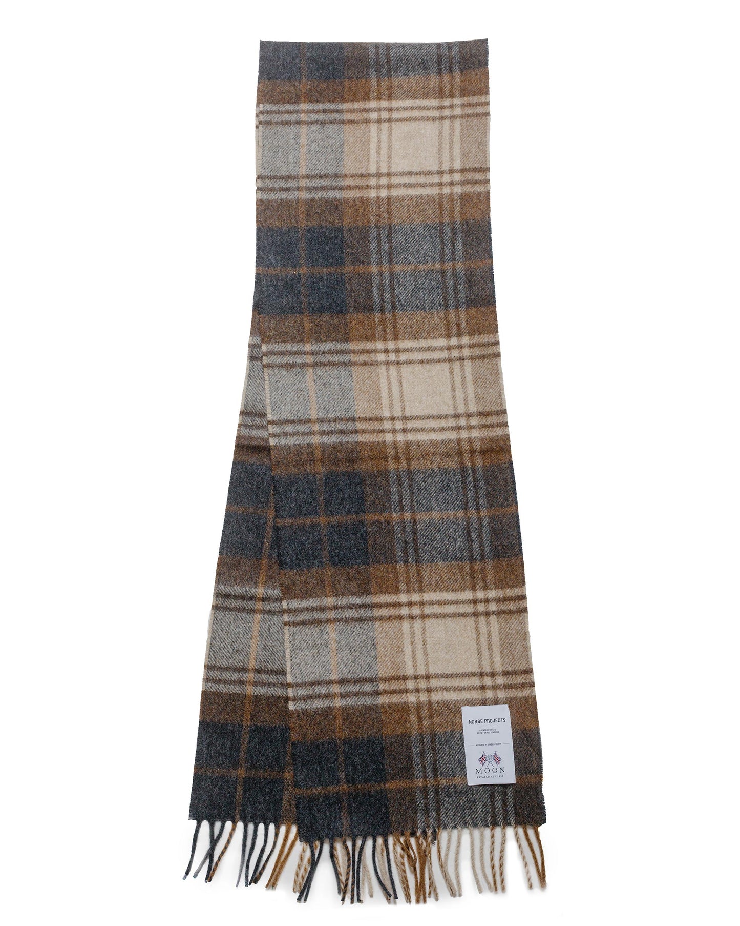 Norse Projects Moon Checked Lambswool Scarf Taupe