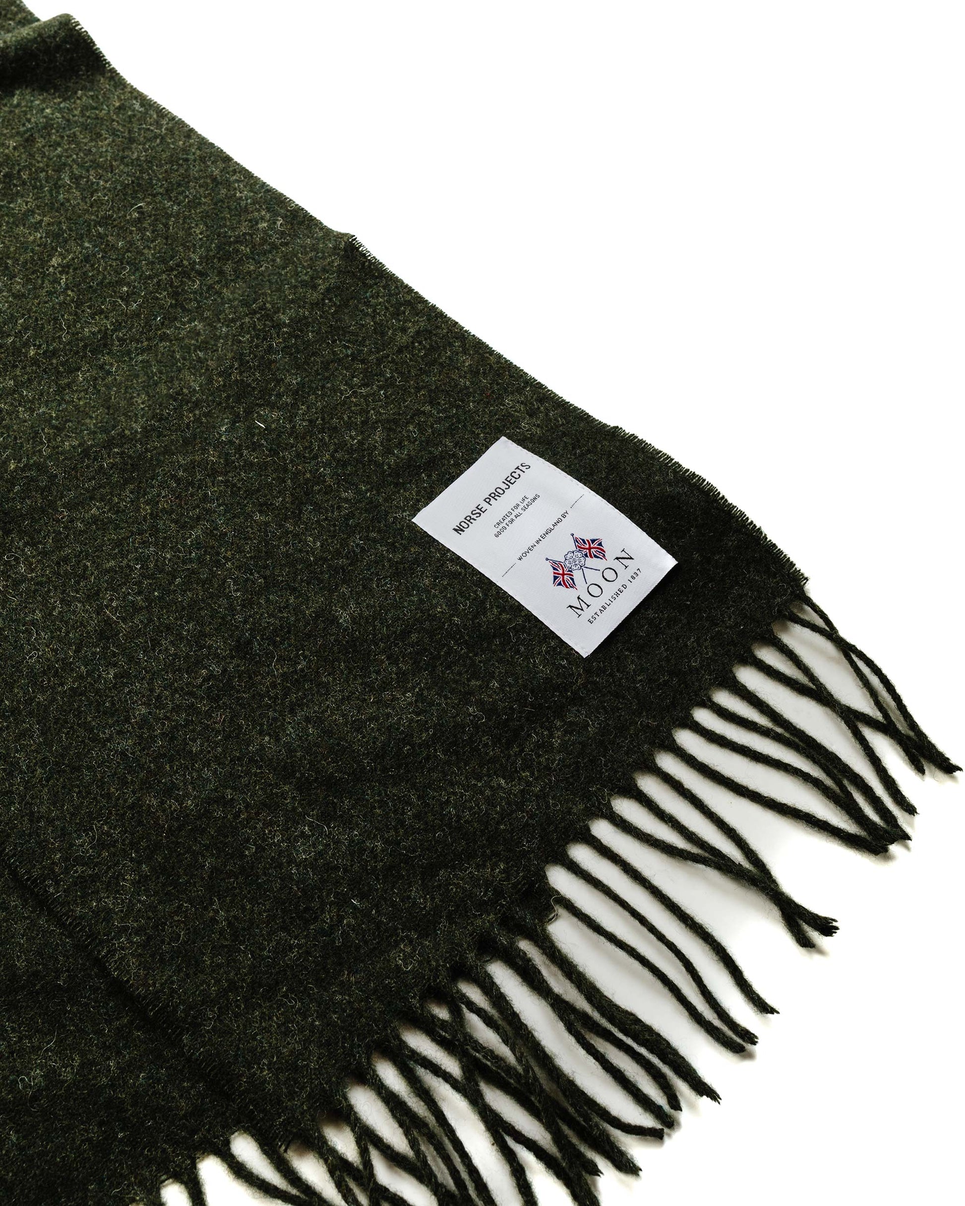 Norse Projects Moon Lambswool Scarf Beech Green Fabric