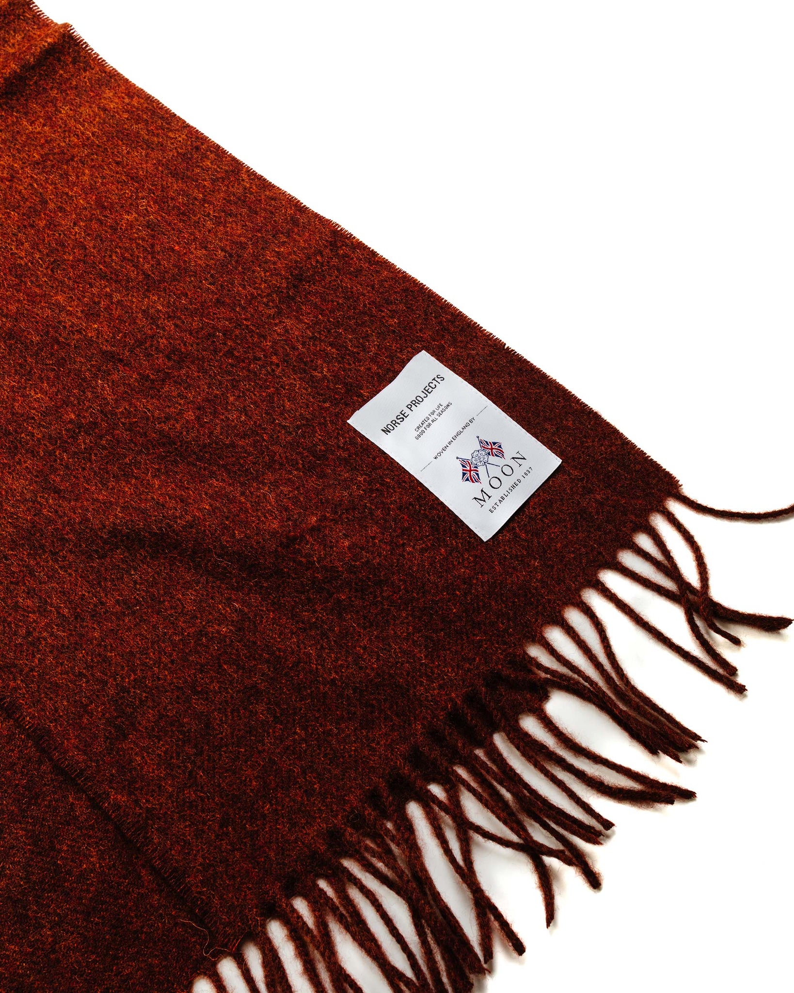 Norse Projects Moon Lambswool Scarf Rust Brown Fabric