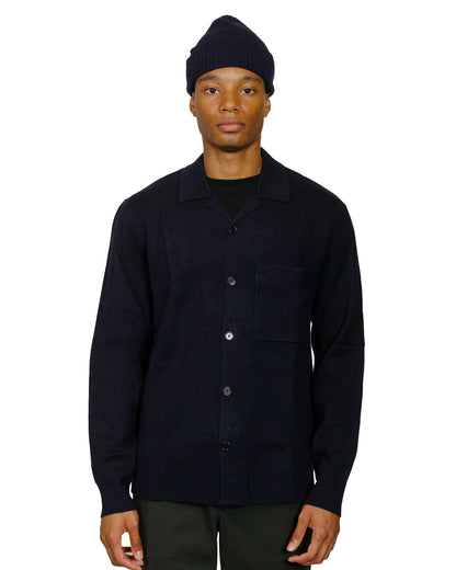 Norse Projects Nicolai Merino Cotton Milano Jacket Dark Navy model front