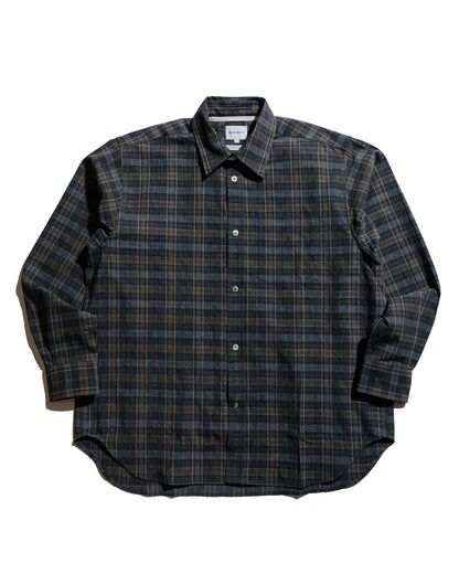 Norse Projects Ole Oversized Wool Check Shirt Charcoal Grey
