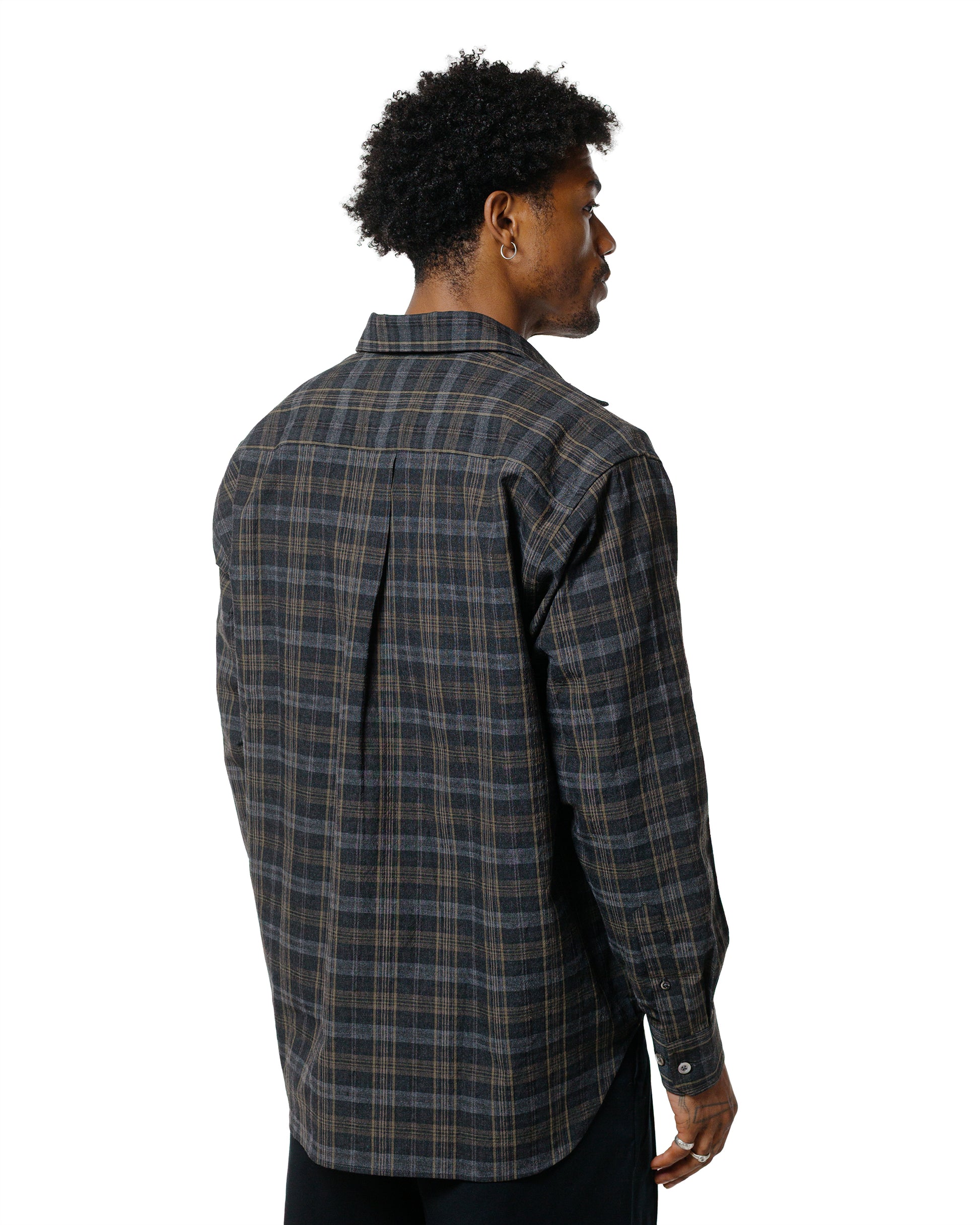 Norse Projects Ole Oversized Wool Check Shirt Charcoal Grey