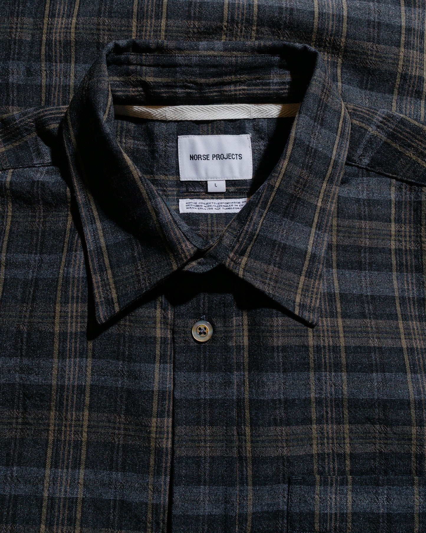 Norse Projects Ole Oversized Wool Check Shirt Charcoal Grey