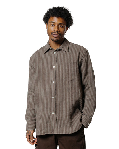 Norse Projects Ole Oversized Wool Stripe Shirt Seal Brown