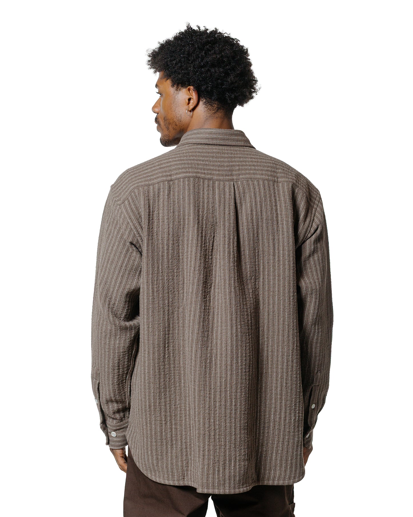 Norse Projects Ole Oversized Wool Stripe Shirt Seal Brown