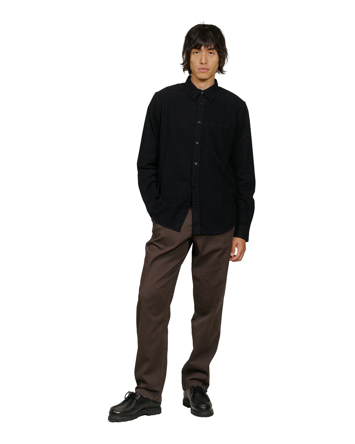 Norse Projects Osvald Flannel Shirt Black model full