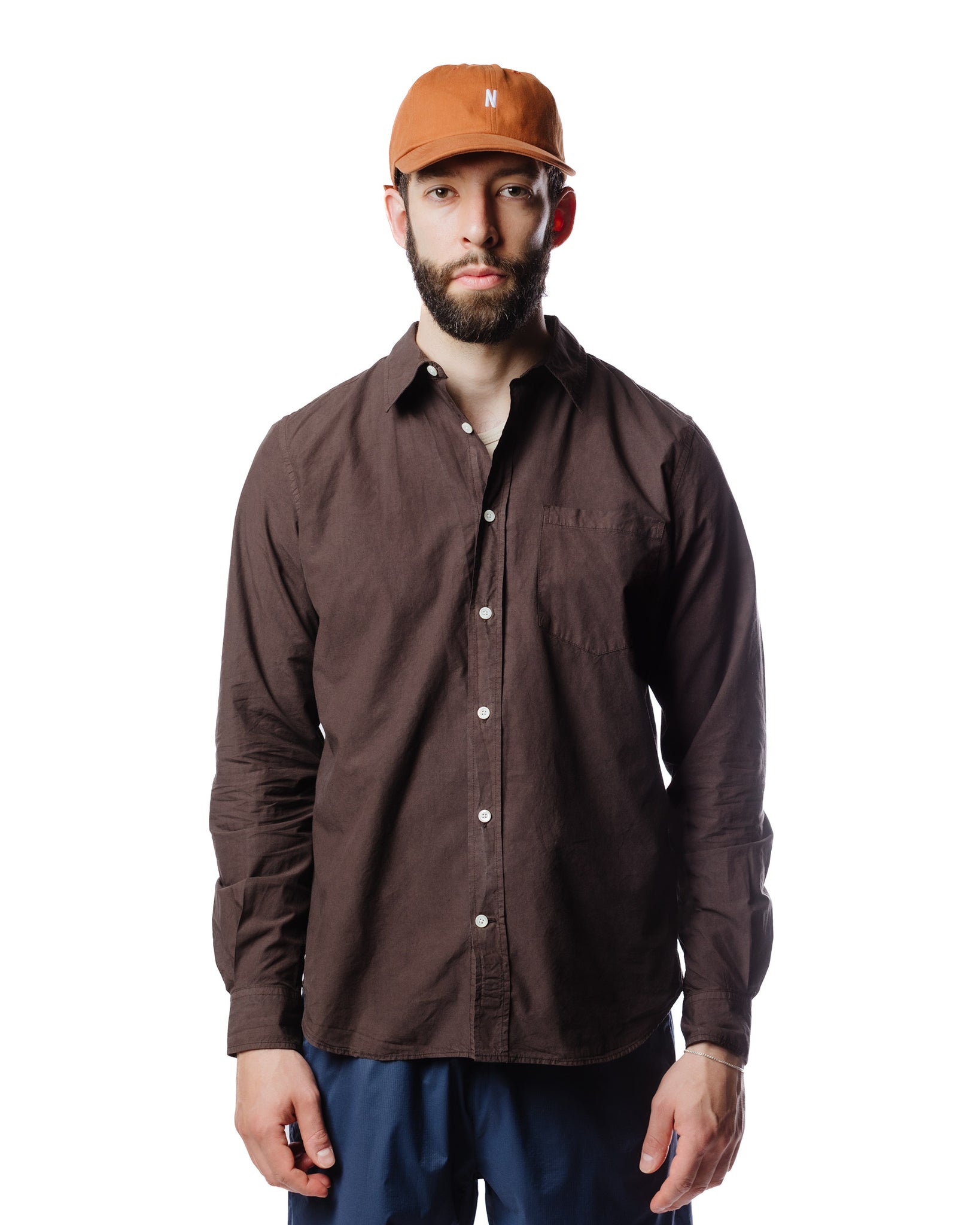 Norse Projects Osvald Tencel Espresso Model Front