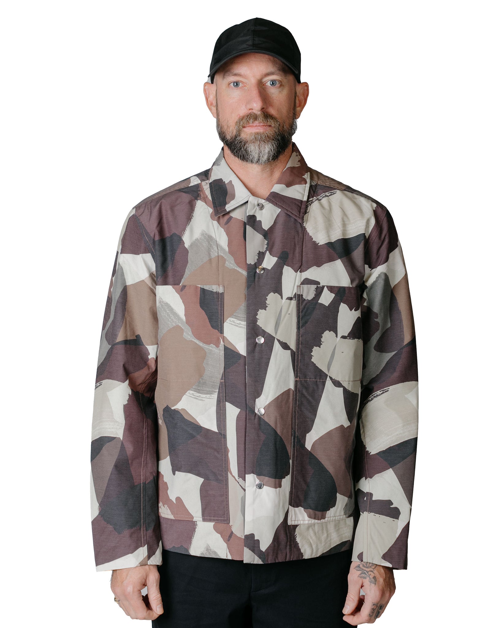 Norse Projects Pelle Camo Nylon Insulated Jacket Espresso model front