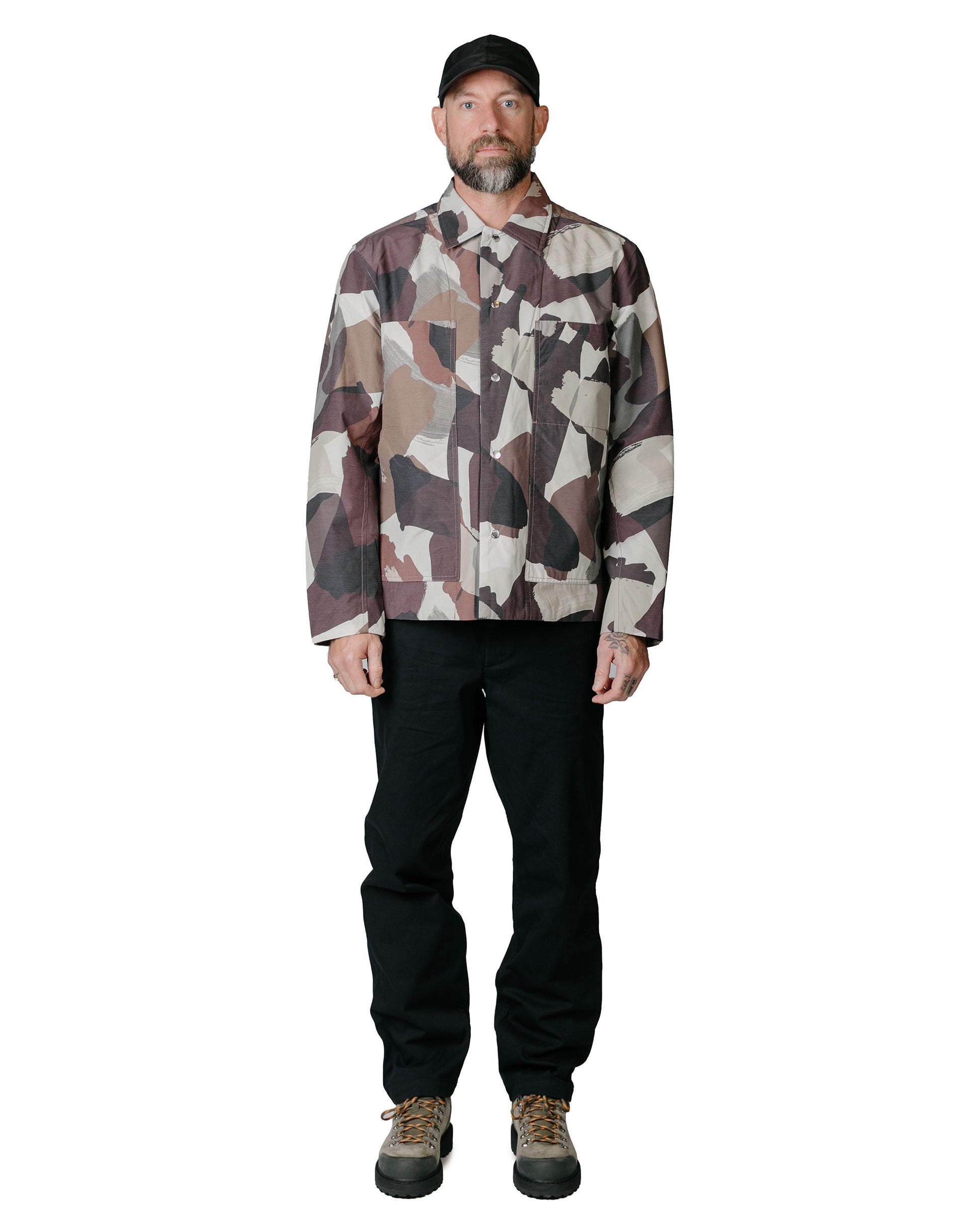 Norse Projects Pelle Camo Nylon Insulated Jacket Espresso model full