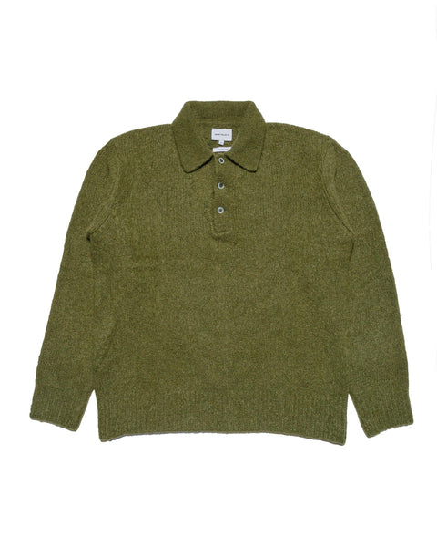 【美品】25ss h beauty&youth cotton polo knit SHRUNKEN WOOL-BLEND POLO SHIRT - BLUE | COS US