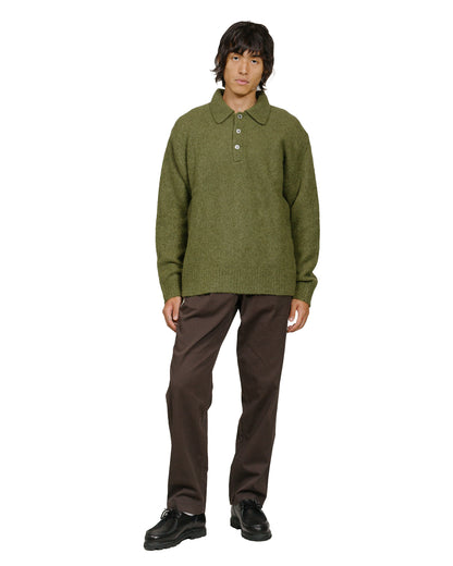 Norse Projects Rasmus Relaxed Brushed Polo Ivy Green model full