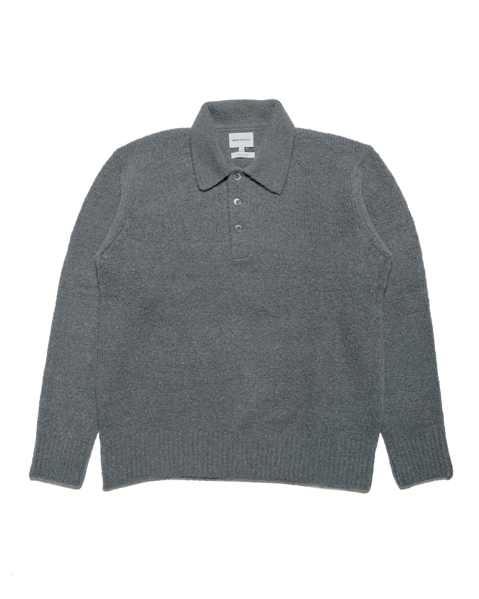 Norse Projects Rasmus Relaxed Brushed Polo Mouse Grey 