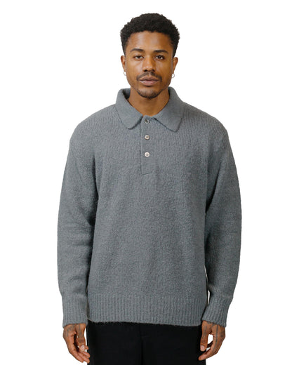 Norse Projects Rasmus Relaxed Brushed Polo Mouse Grey model front