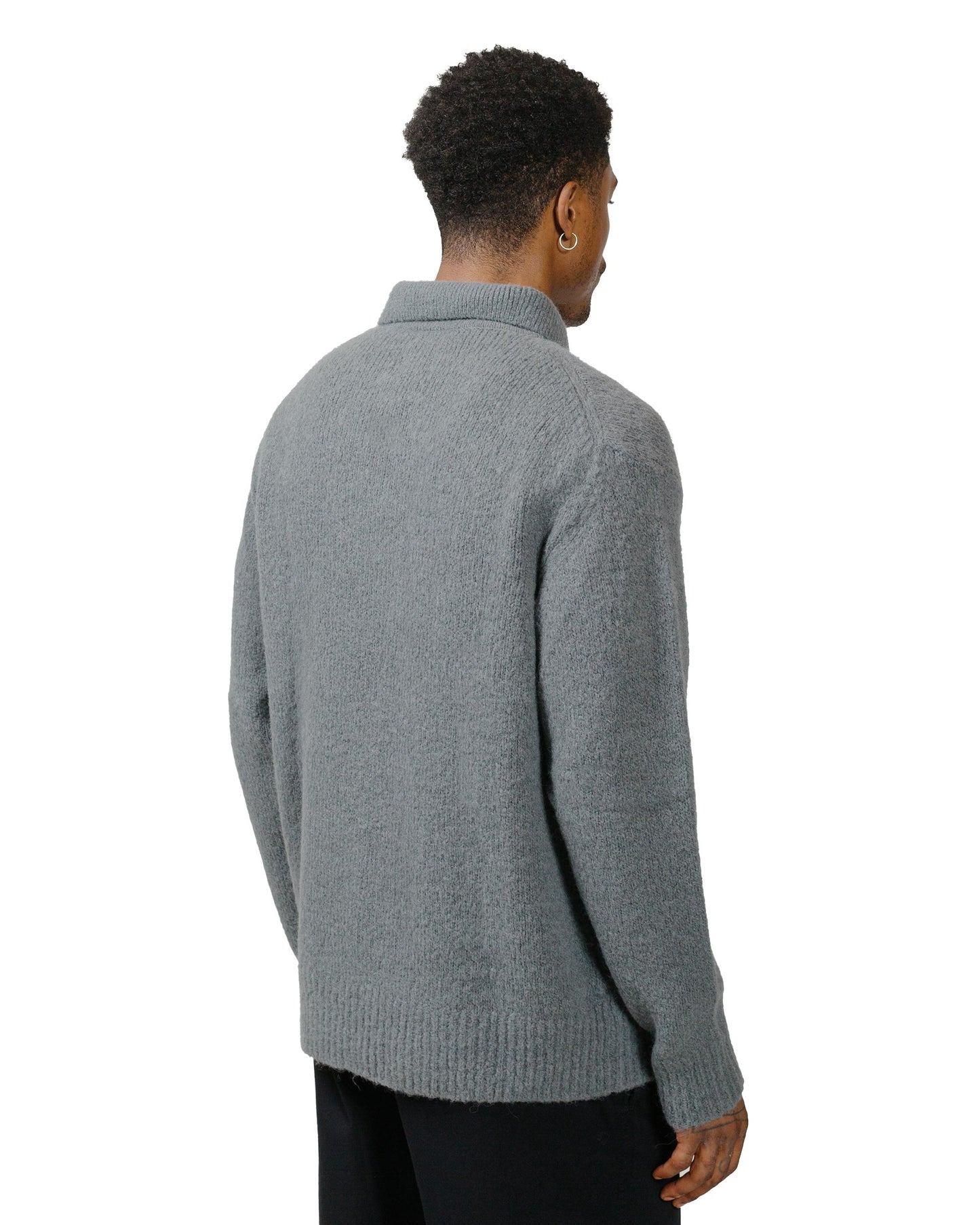 Norse Projects Rasmus Relaxed Brushed Polo Mouse Grey model back