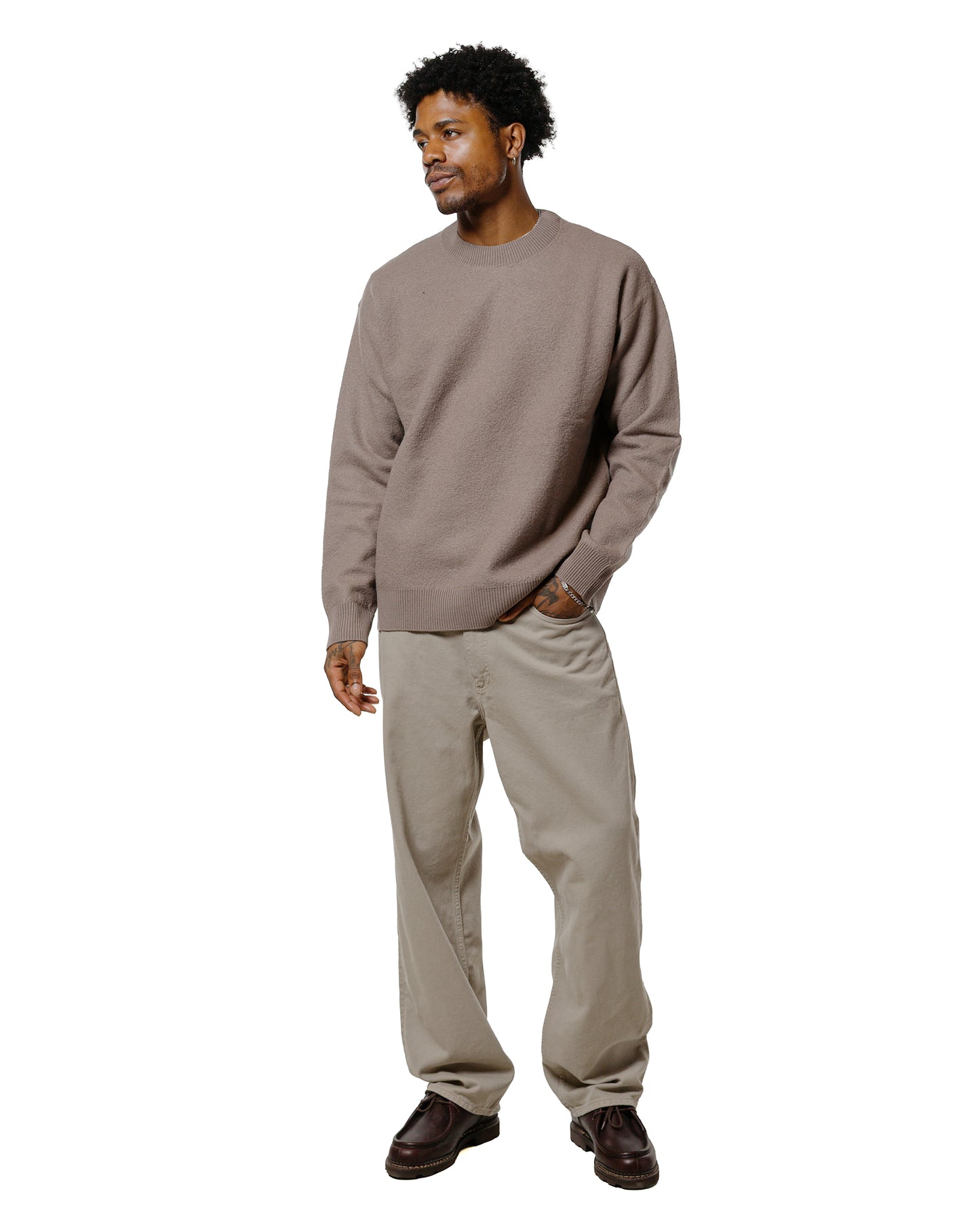 Norse Projects Rom Boiled Wool Crewneck Walnut