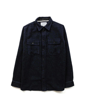 Norse Projects Silas Textured Cotton Wool Overshirt Dark Navy