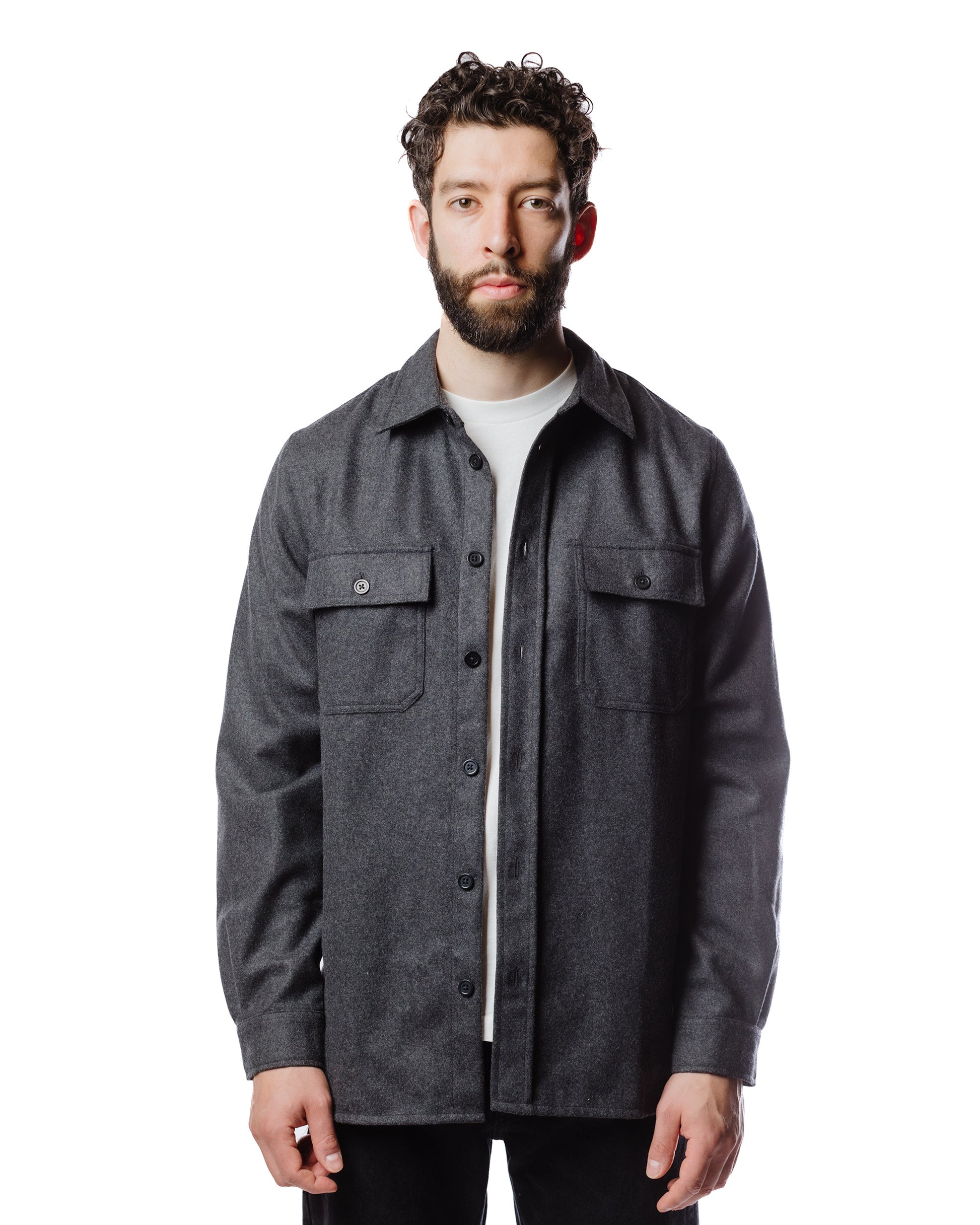 Norse Projects Silas Wool Charcoal Melange Model