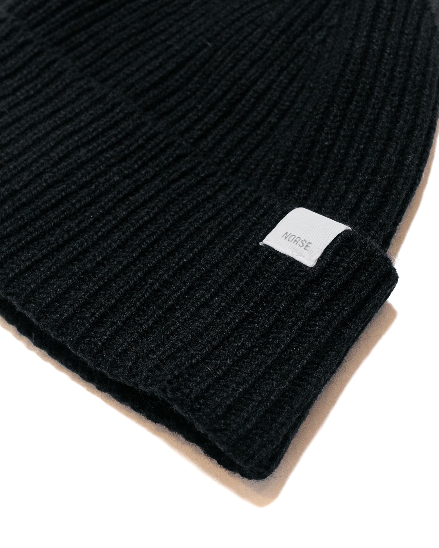 Norse Projects Standard Merino Lambswool Beanie Black fabric