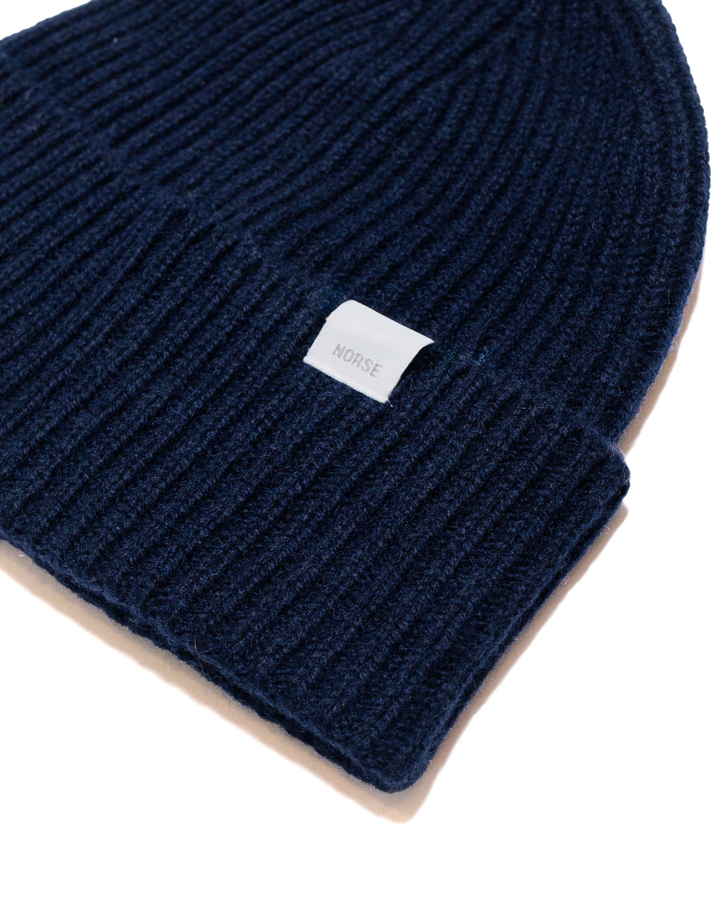 Norse Projects Standard Merino Lambswool Beanie Dark Navy fabric