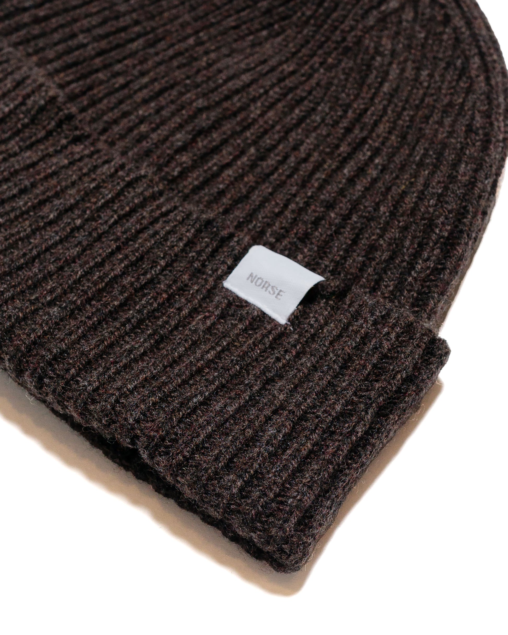 Norse Projects Standard Merino Lambswool Beanie Heathland Brown fabric