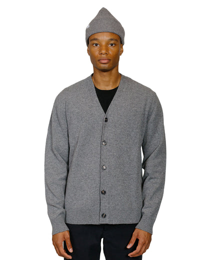 Norse Projects Standard Merino Lambswool Cardigan Grey Melange model front