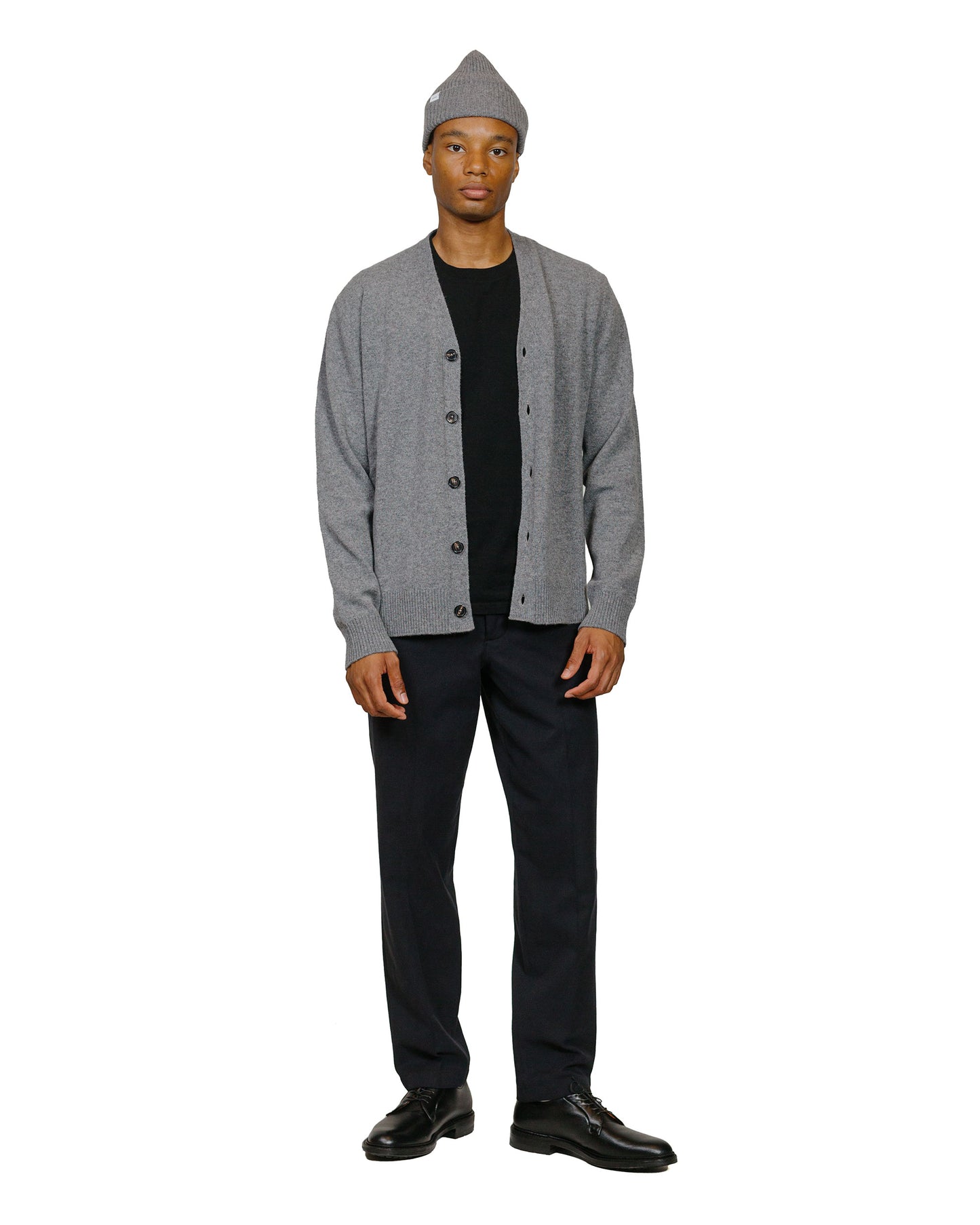 Norse Projects Standard Merino Lambswool Cardigan Grey Melange model full