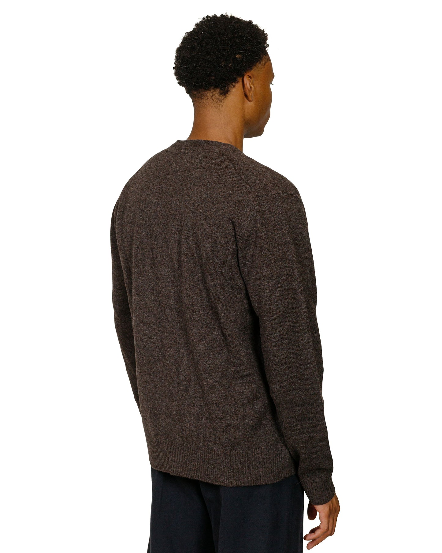 Norse Projects Standard Merino Lambswool Cardigan Heathland Brown model back