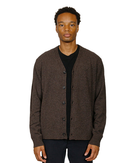 Norse Projects Standard Merino Lambswool Cardigan Heathland Brown model front