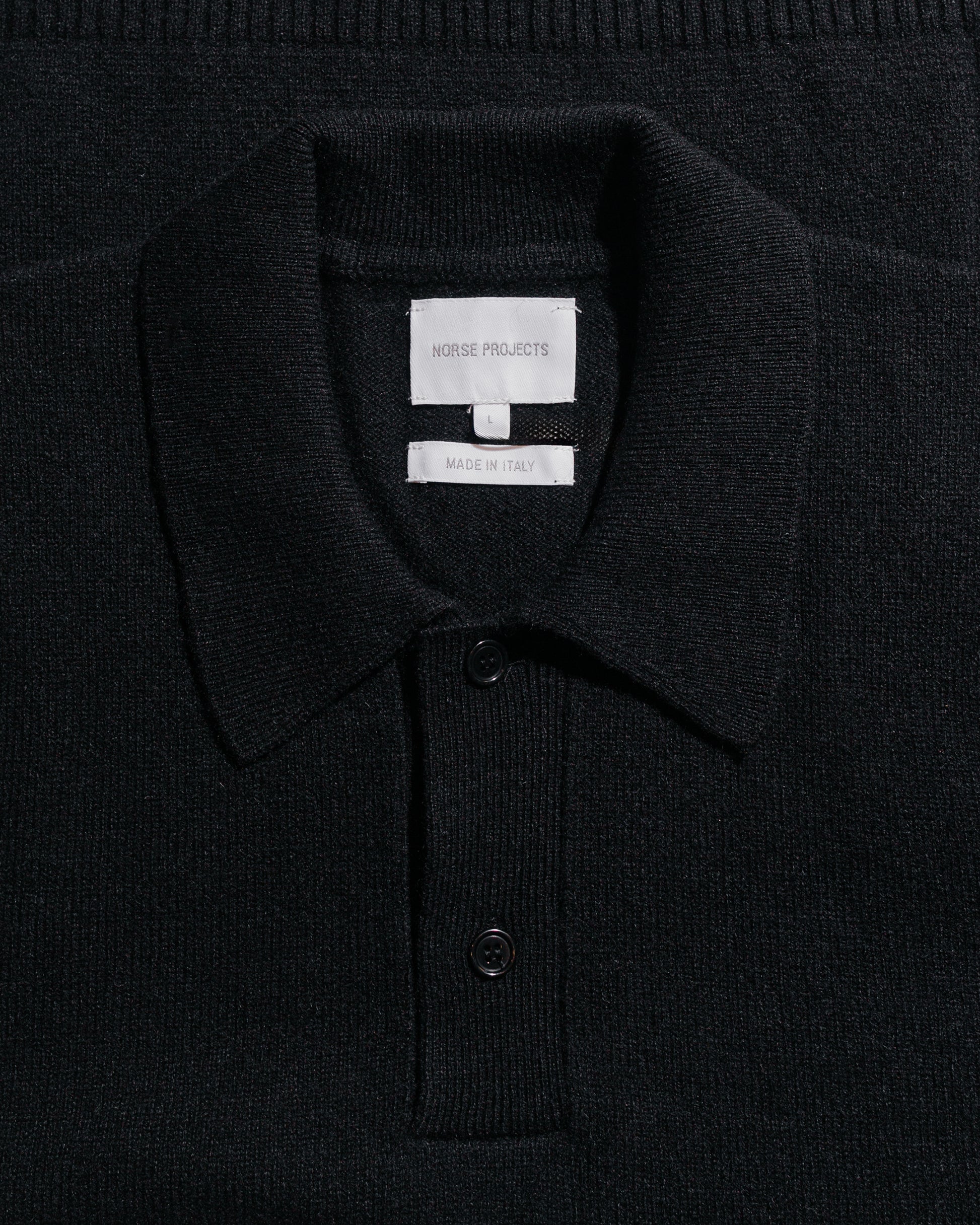 Norse Projects Standard Merino Lambswool Polo Black