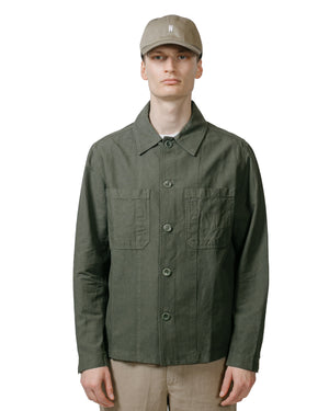 Norse Projects Tyge Cotton Linen Overshirt Spruce Green model front