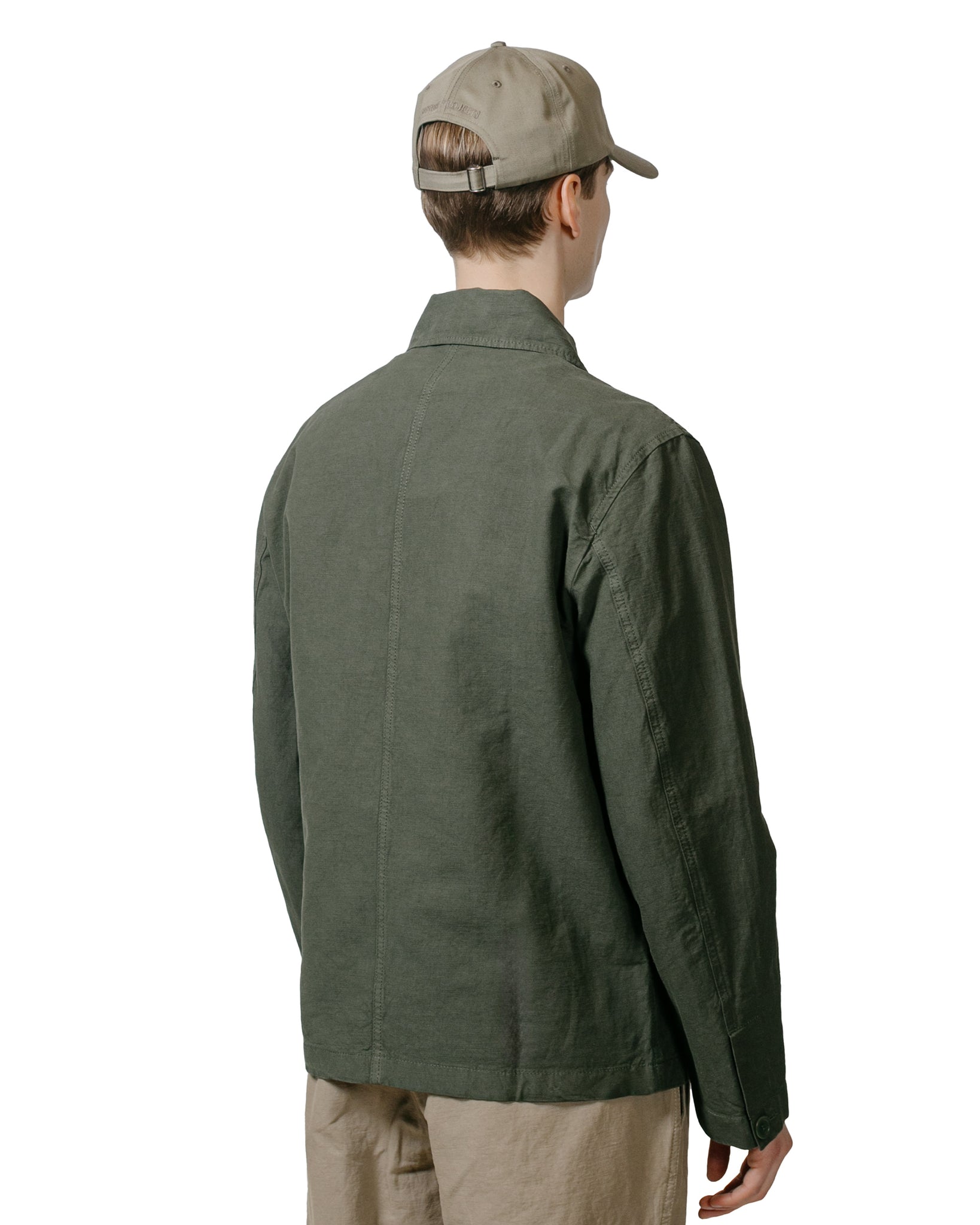 Norse Projects Tyge Cotton Linen Overshirt Spruce Green model back