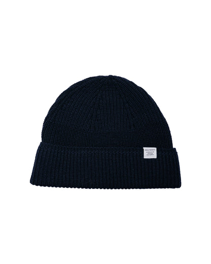 Norse Projects Wool Cotton Rib Beanie Dark Navy
