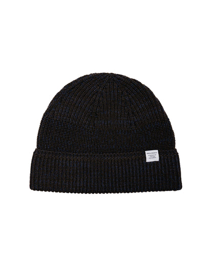 Norse Projects Wool Cotton Rib Beanie Darkest Purple