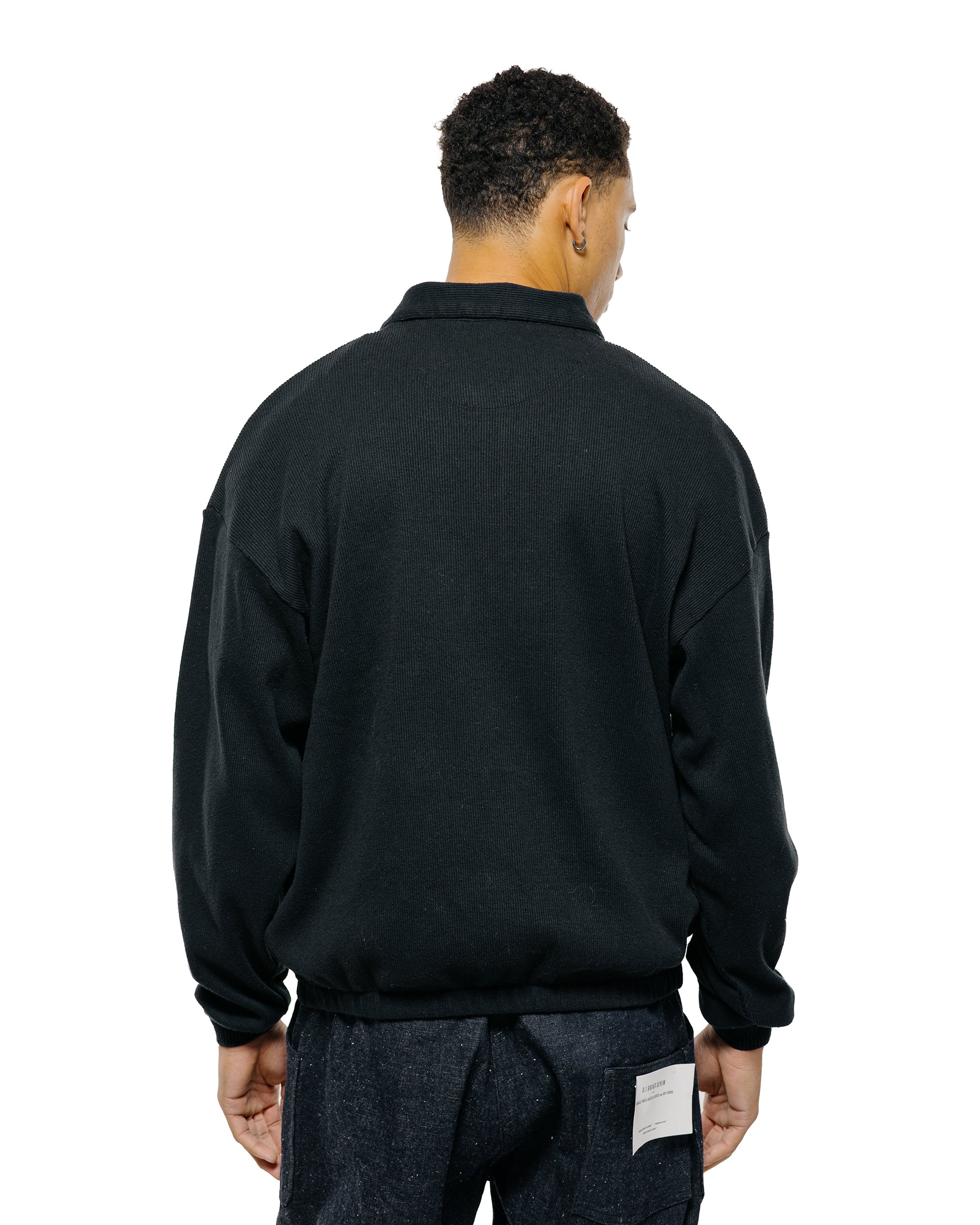 Old Joe Quater Zip Silk Nep Ripped Shirt Onyx