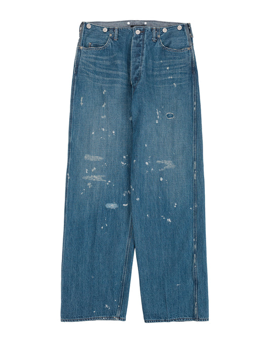 Old Joe Beltless Waist Jean Trouser"990" (Scar Face & Paint) Indigo