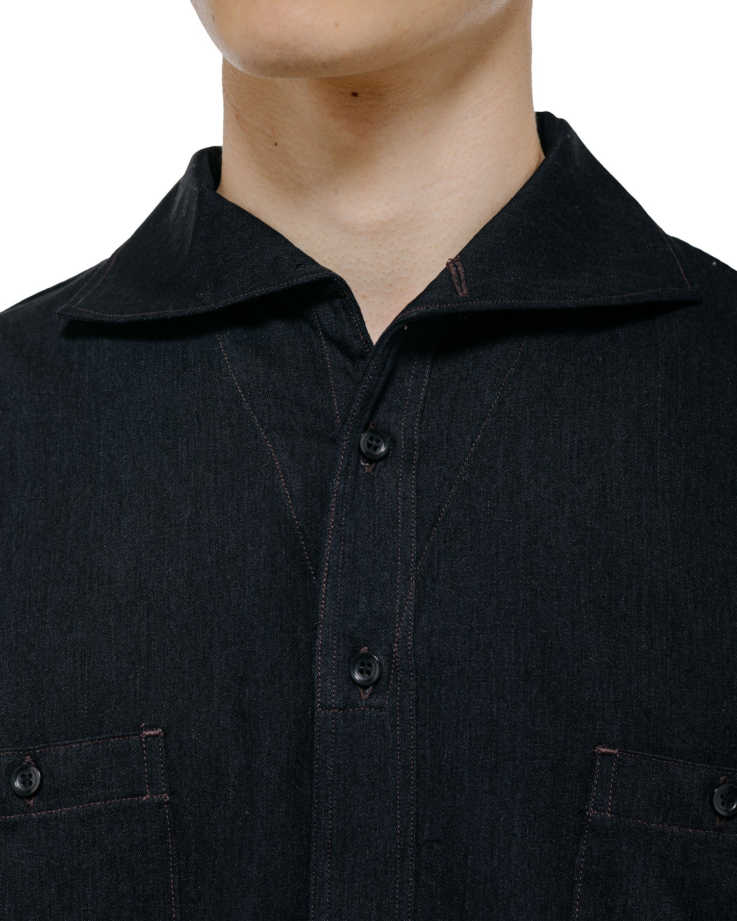 Old Joe Camp Collar Marine Shirts Long Sleeve Black