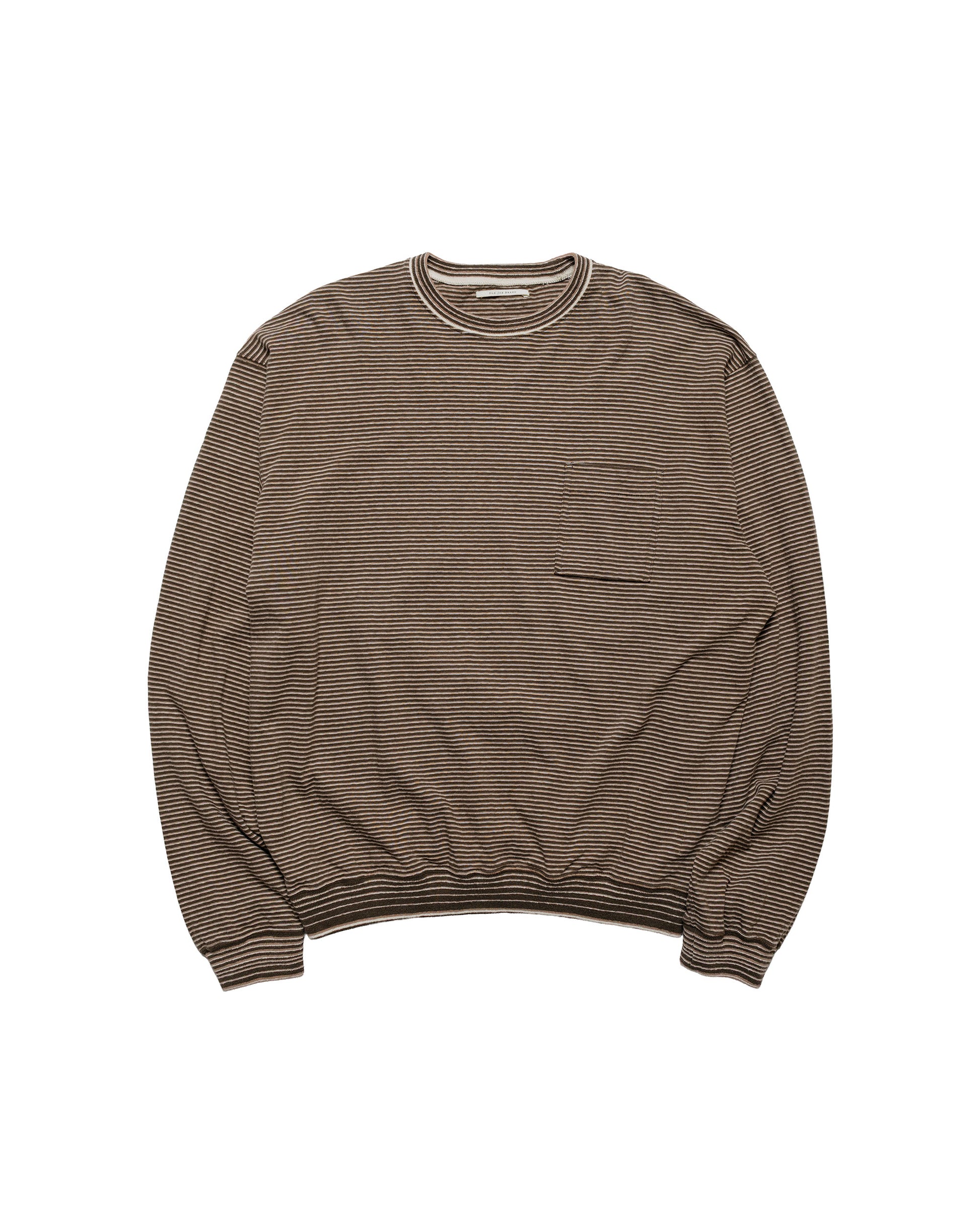 Old Joe Malti Striped Crew Neck Tops Coffee