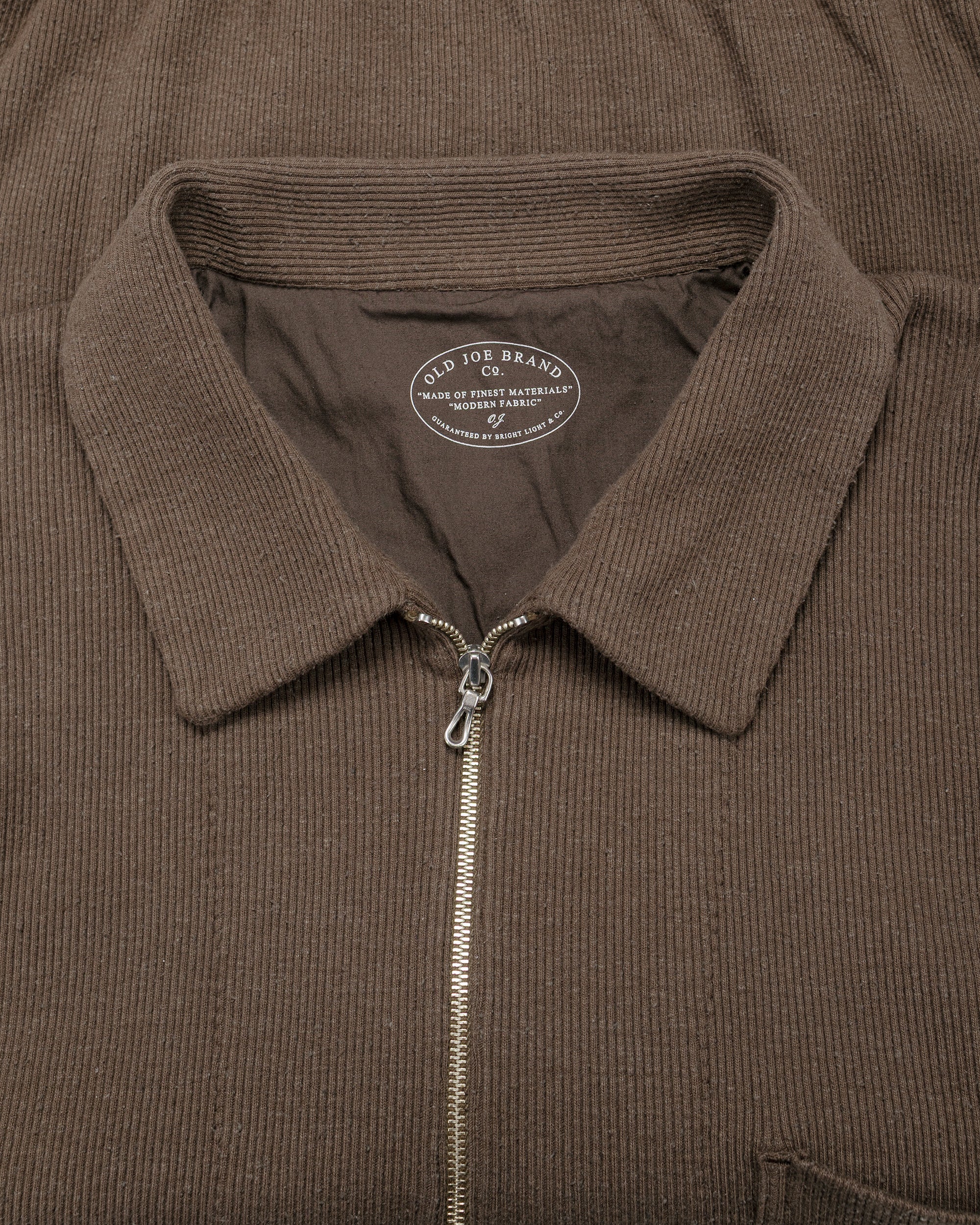 Old Joe Quater Zip Silk Nep Ripped Shirt Bark